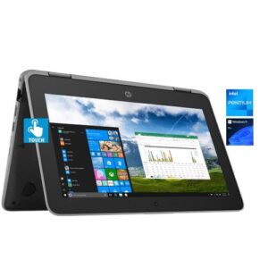 Hp Probook 11 - TOUCH- 128GB SSD/4GB RAM-Intel PENTIUM QUAD CORE WIN 11 Pro Laptop +Mouse &USB Light