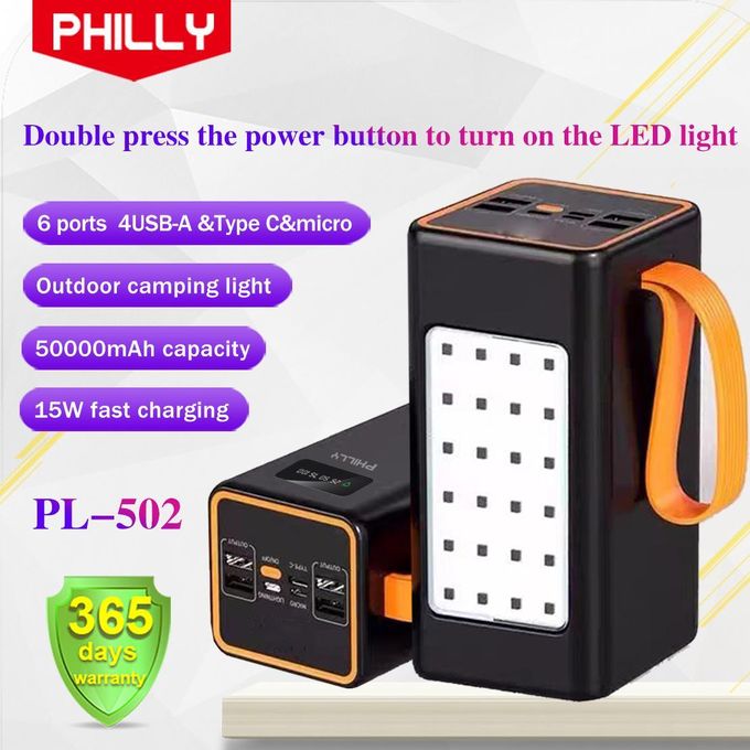 Philly 50000 mAh Super Fast Charger Power Bank With LED Lights.