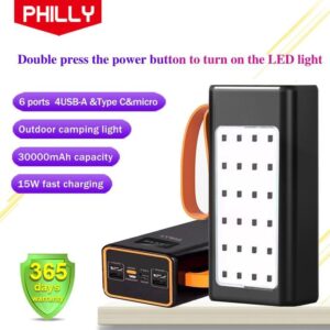 Philly 30000mAh Power Bank with Built-in LED Light
