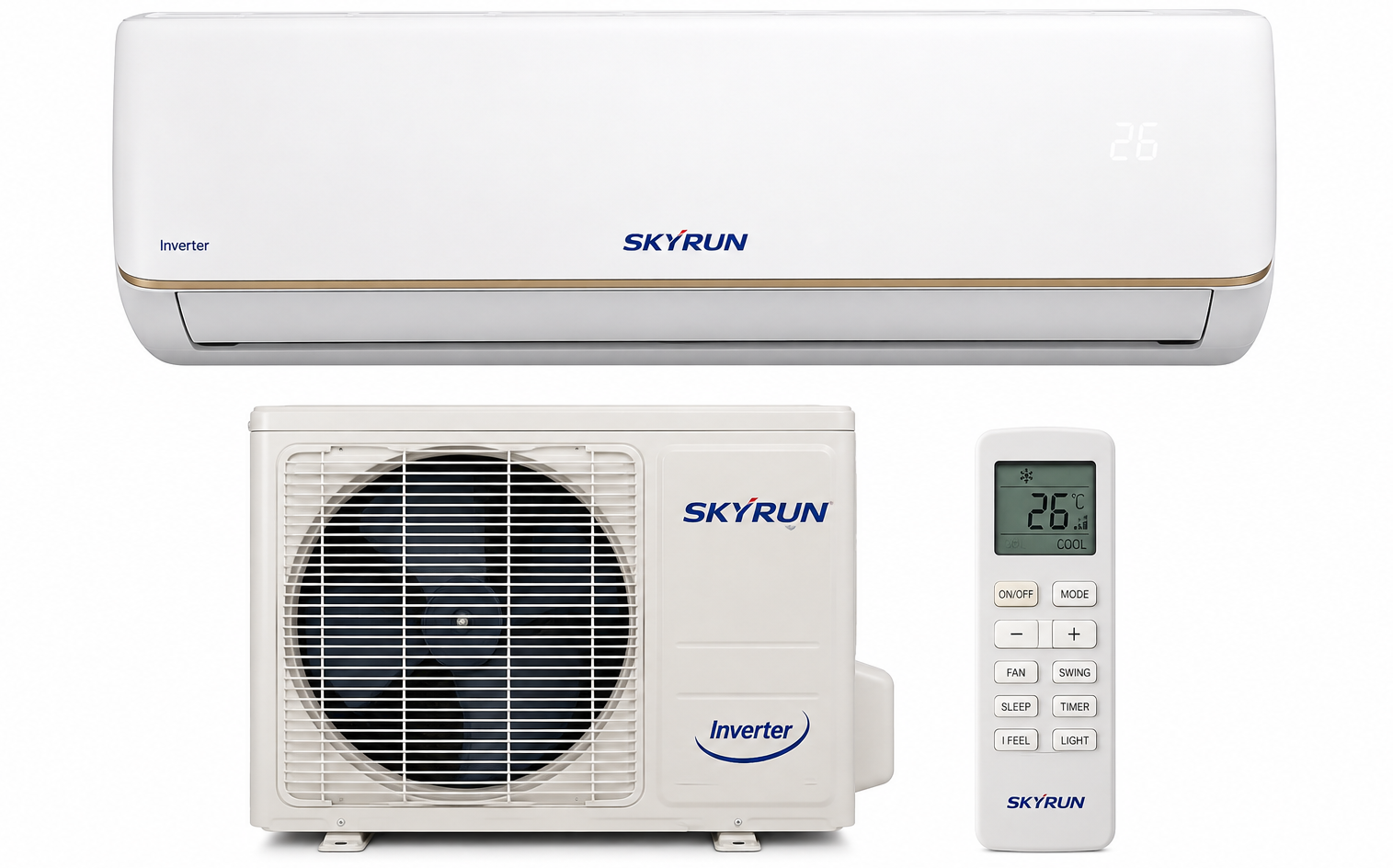 Skyrun 1.5HP Inverter Split Air Conditioner – Energy Saving AC with Fast Cooling & Low Noise